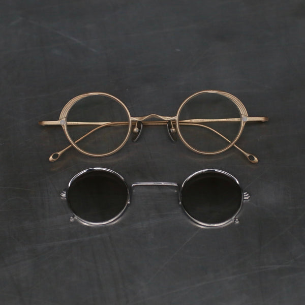 Rigards x ZIGGY CHEN RG1008ZC titanium double-layer sunglasses RG-RG1008ZC-FGJPGTMQH antique gold frame + polished frame, transparent lens + light gray lens